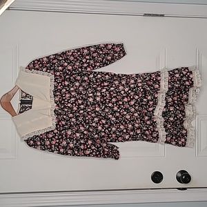 Vintage 1990s Girls Roses Collared Dress